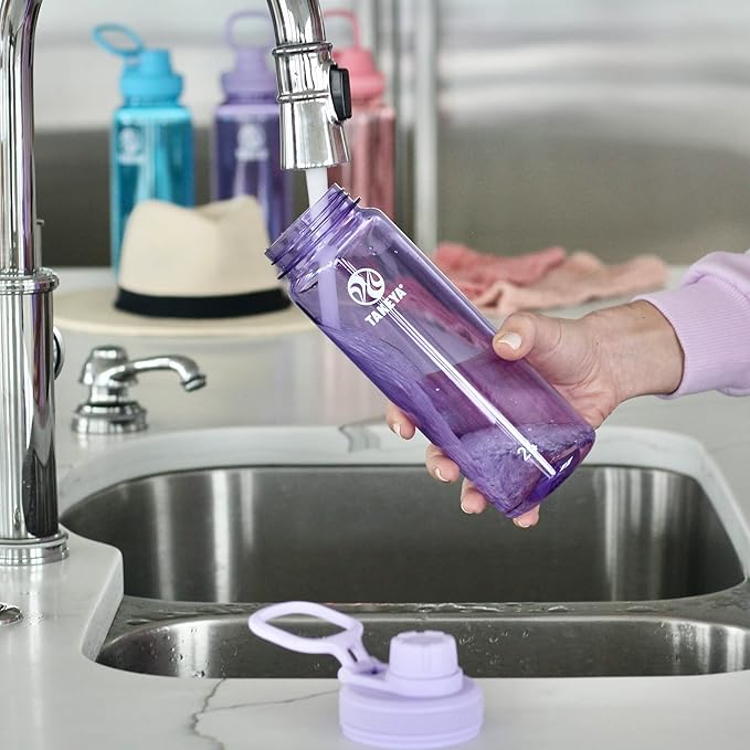 Takeya Tritan Sport Water Bottle with Spout Lid - BPA-Free & Dishwasher-Safe Water Bottle - Reusable Bottle with Lid Handle - Simple Leak-Proof Water Bottle - 24 oz, Vivacity Purple