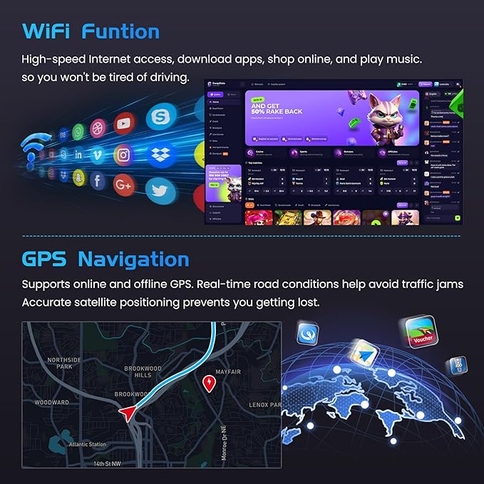 Inefala 4+128G Radio for Jeep Compass Patriot 2007 2008 2009 Android 15 CarPlay Car Stereo Touchscreen 10.1" Incell Android Auto GPS EQ 15UI Backup Camera