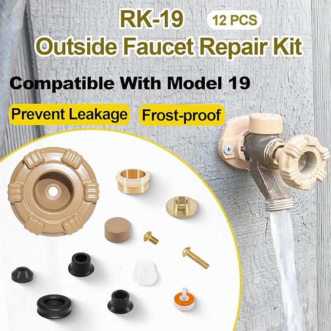 RK-19 Outside Faucet Repair Kit Metal Handle Compatible with Woodford Faucet Model 19
