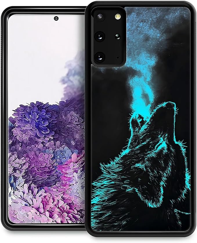 for Samsung Galaxy S20 Plus Case, Blue Breathing Wolf Pattern Graphic Design Girl Boy Soft Silicone Hard Acrylic Shock Protection for Samsung Galaxy S20 Plus