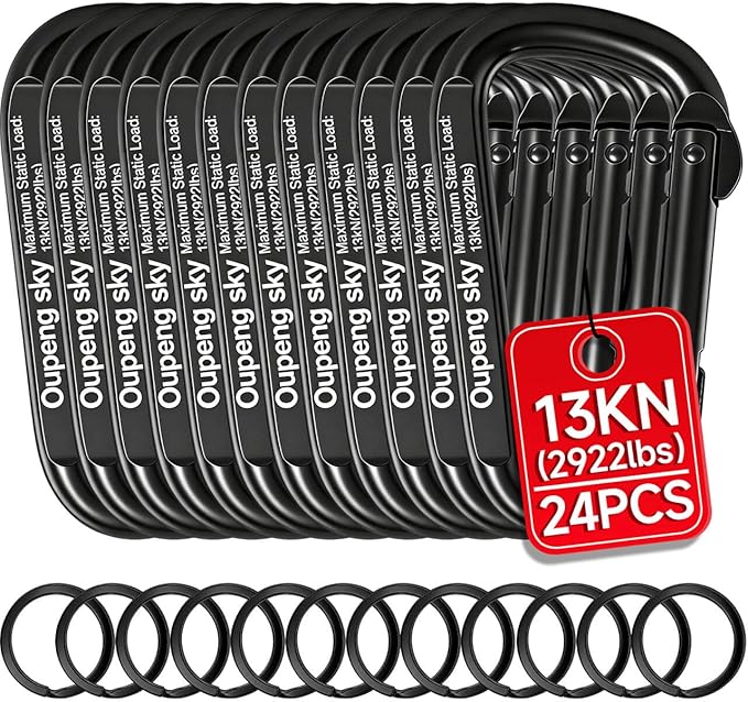 Carabiner Clip - Heavy Duty Carabiners 800lbs-13KN (2922 lbs) Carabeaner D Ring Shape,Key Chain Clip Hook,Keychain Clip,Multipurpose for Camping, Hiking,Backpacking or Other Outdoor Activities.