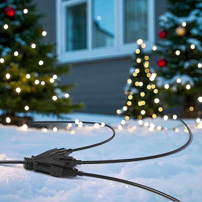 BN-Link's 2 Pack Outdoor Extension Cord Set is Ideal for Holiday Yard Decorations and Garden Equipment. with Three outlets You can Plug in Loads up to a Total of 13amps/1625watts. (Black, 10ft)