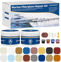 FENFANDAS Fiberglass Boat Repair Kit (Color Match), Gel Coat Repair Kit for Boats, Marine Fiberglass Repair Kit for Boats, Epoxy Filler for Boats, Fiberglass Repair Kit Fix Holes Chips Pits Cracks