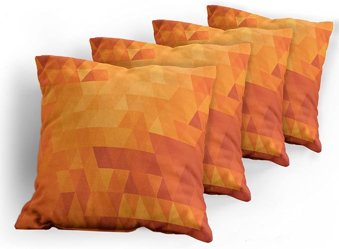 Ambesonne Orange Decorative Throw Pillow Case Pack of 4, Triangle Mosaic Shapes and Patterns with Abstract Digital Pixel Like Effect Print, Cushion Cover for Couch Living Room Car, 18", Burnt Orange