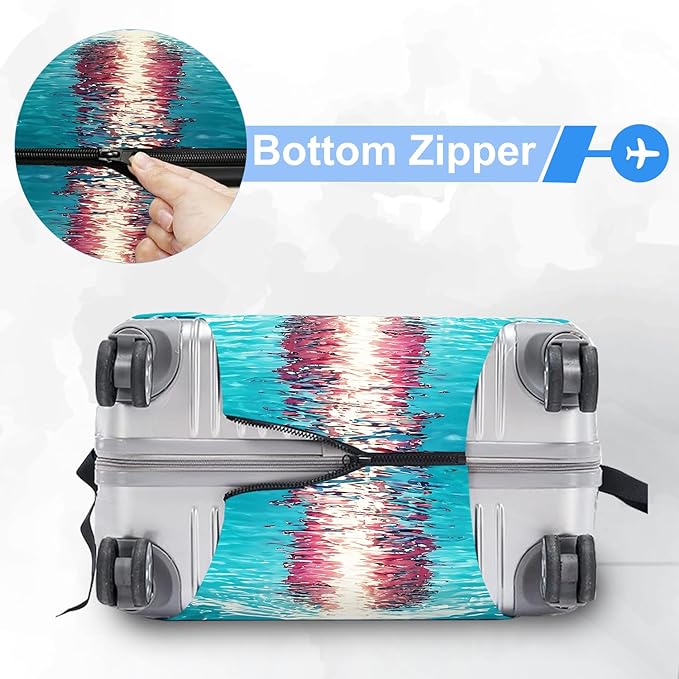 ANNA QUEEN Tropical Travel Flamingo Float Luggage Cover -Stretchable Airplane Suitcase Protector Sleeve,Universal Washable Fit for 28-30 Inch Checked Baggage,Water Resistant Durable Luggage Protector