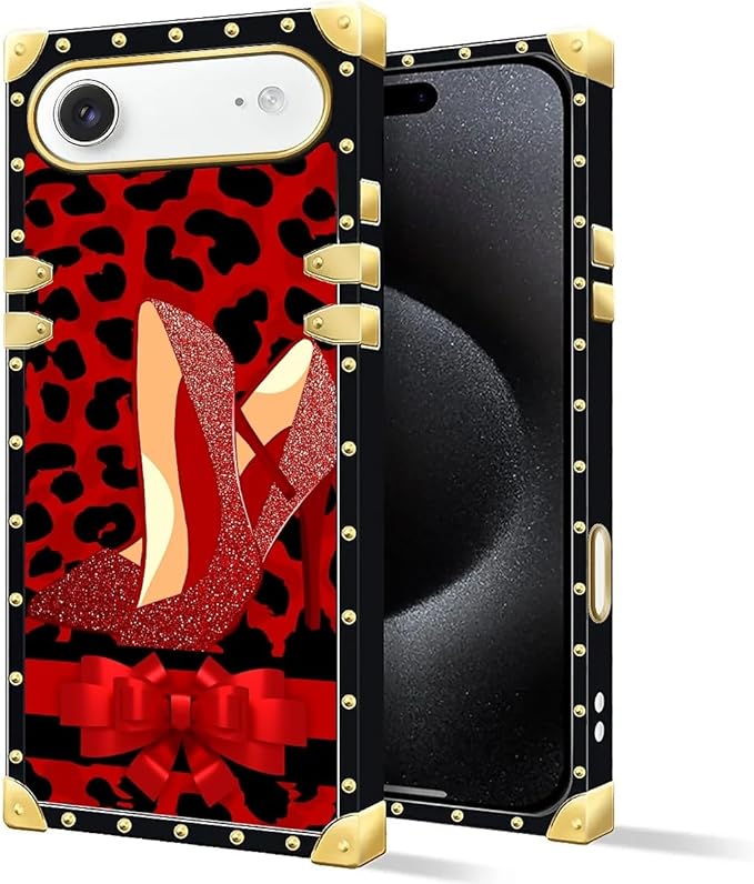 for iPhone 17 Air Case Luxury Golden Decoration for Girl Women Soft TPU Shockproof Protective Hard PC Back for iPhone 17 Air Crazy Pattern Elegant High Heels
