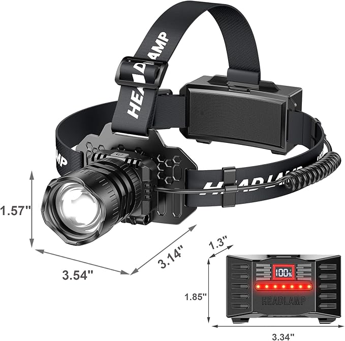 Curtsod Rechargeable LED Headlamp 2-Pack - 3500 Lumens Super Bright with Motion Sensor & 90° Rotation - Waterproof Headlight for Camping, Hiking, Running - 3 Light Modes