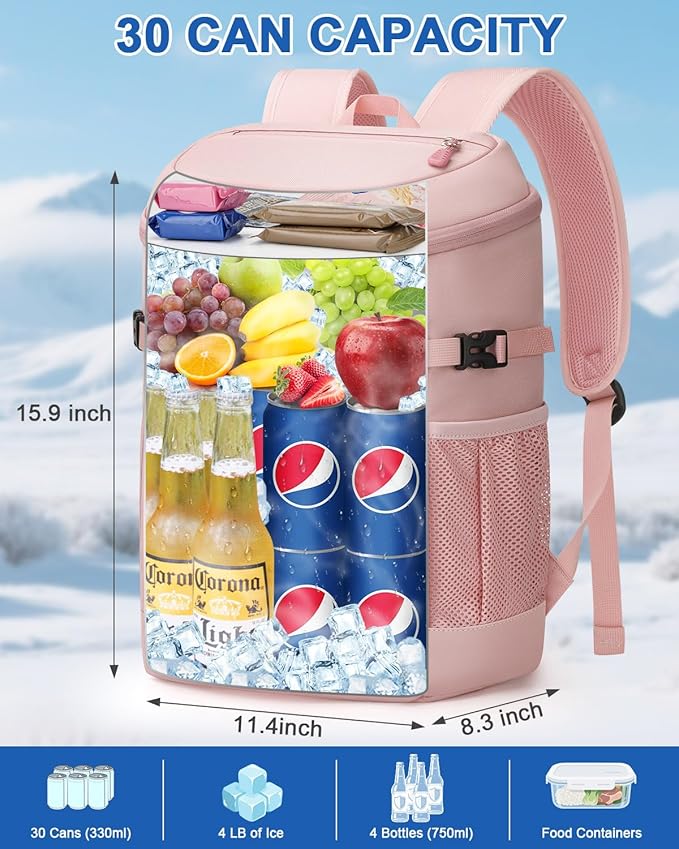 Pritent Cooler Backpack for Men Women Insulated Waterproof Backpack Cooler Leak Proof Cooler Bag Lightweight Lunch Backpack for Camping Beach Travel Picnic
