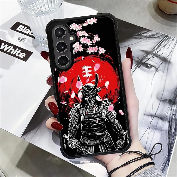 for Samsung Galaxy S23 FE Case, Sakura Japanese Samurai Pattern Graphic Design Girl Boy Soft Silicone Hard Acrylic Shock Protection for Samsung Galaxy S23 FE