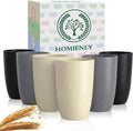 Homienly Wheat Straw Cups Drinking Glasses Set of 6, Unbreakable Plastic Cups Reusable Cups for Kitchen Camping Picnic Dorm Microwave and Dishwasher Safe Water Glasses Drinking Set 12 OZ - GreyStone