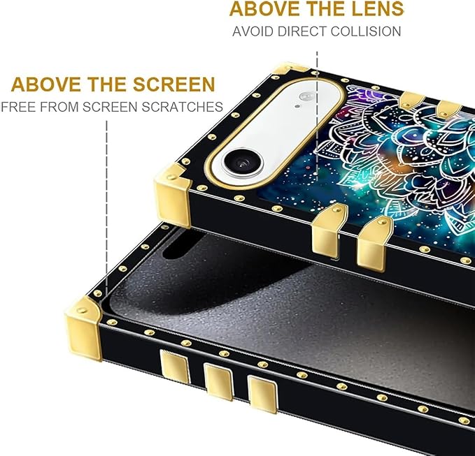for iPhone 17 Air Case Luxury Golden Decoration for Girl Women Soft TPU Shockproof Protective Hard PC Back for iPhone 17 Air Crazy Pattern Starry Sky Colourful Mandala