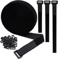 YiwerDer 1"x20FT Hook and Loop Straps, with 30 Plastic Buckles, Adjustable Fastening Cable Straps, Cut-to-Length Cinch Strap, Reusable Nylon Securing Cord Ties for Organizer or Storage - Black