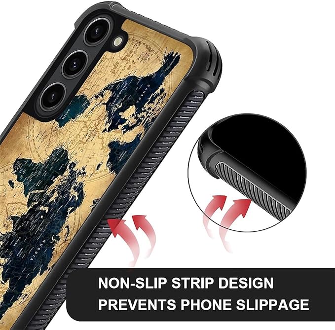 for Samsung Galaxy S23 Plus Case, Brown World Map Pattern Graphic Design Girl Boy Soft Silicone Hard Acrylic Shock Protection for Samsung Galaxy S23 Plus
