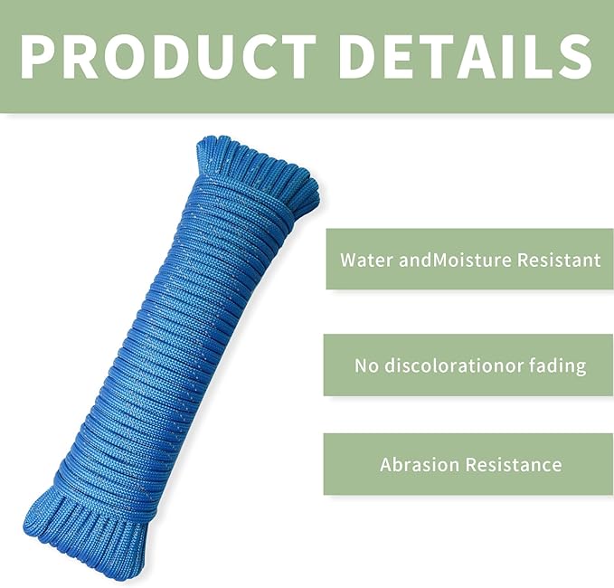 Paracord Rope, Reflective III Parachute Cord 7 Strand Core 550lb, 50ft Blue - High Visibility Abrasion Resistant Easy to Tie, Multi-Purpose Rope for Camping Survival DIY