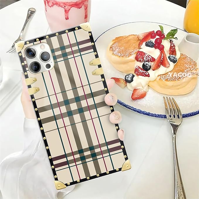Compatible with iPhone 12 Pro Max Case, Black Red Beige Stripes Luxury Golden Decoration for Girl Women Soft TPU Shockproof Protective Hard PC Back for iPhone 12 Pro Max