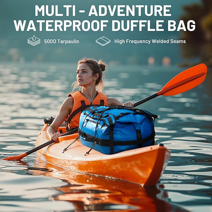 MIER Waterproof Duffel Bag Motorcycle Dry Bag Backpack Large Roll-Top Heavy Duty Dry Duffle Bags for Kayaking Camping Boating Gym Beach Cruise Ship, 60L/80L