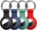 Linsaner Case for AirTag 2nd Gen (2026) & 1st Gen, Silicone Holder Keychain Key Ring, Protective Cover for Air Tags, GPS Finder Accessories for Bags, Pets, Kids, Luggage, Black/Blue/Green/Red