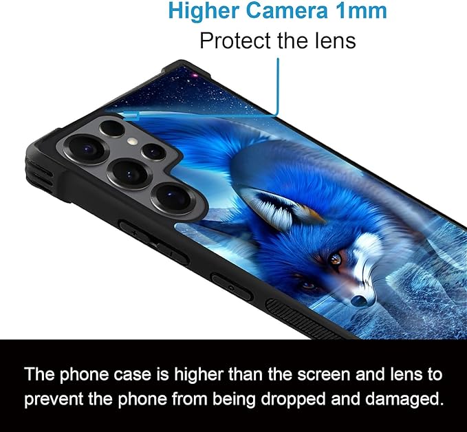 for Samsung Galaxy S25 Ultra Case,Graphic Design for Girl Boy Soft Silicone Hard Acrylic Shock Protection Designed for Samsung Galaxy S25 Ultra Snowy Mountain Fox Lake Pattern