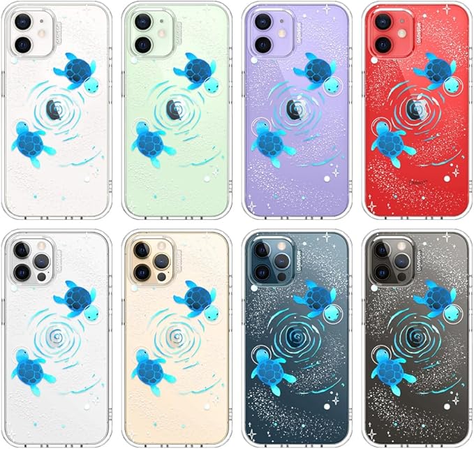 MOSNOVO Case for iPhone 12 & iPhone 12 Pro, [Buffertech 6.6ft Military-Grade Drop Protection] [Anti Peel Off Tech] Clear TPU Bumper Phone Case Cover Design - Space Turtle