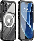 for iPhone 16 Case Waterproof | Full Body Shockproof Dust Proof Phone Case Cover with Screen Protector - Clear