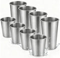 Stainless Steel Cups & Pint Tumblers Set of 8 - 4 Pack 8 oz + 4 Pack 16 oz Stackable, BPA Free Unbreakable 304 Metal Drinking Glasses for Children & Adults, Indoor Outdoor Picnic Travel Camping
