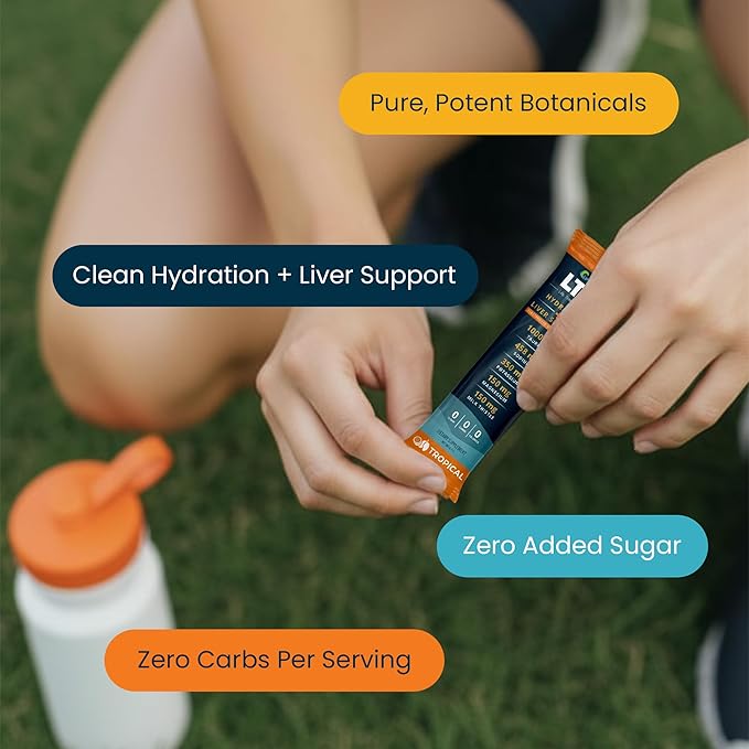 UpWellness LTV Liver Hydration Packets - Electrolytes Powder Packets for Instant Hydration and Liver Support - Physician-Formulated - Zero Added Sugar - 30 Packets - Delicious Tropical Punch Flavor