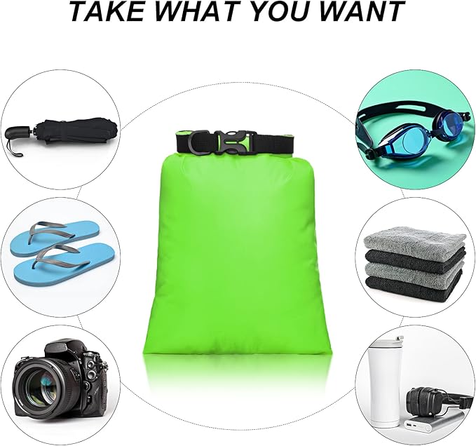 Shappy 6/12 Pcs Waterproof Dry Bags, Lightweight Outdoor Waterproof Dry Stuff Sacks 15/8/5/4/3/2 L and Long Adjustable Shoulder Strap for Kayaking Rafting Boating Hiking Camping