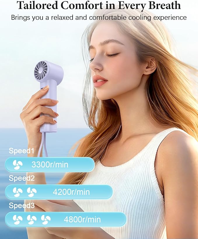 Portable Handheld Fan with Power Bank(High-Speed),3 IN 1 USB Rechargeable Mini Personal Fan with Flashlight,Small Size for Outdoor/Travel/Beach/Concerts/Summer.Gifts for Girl,Women.Purple