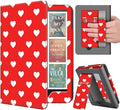 TNP Stand Case for Kindle Paperwhite 12th Generation 2024 / Kindle Colorsoft Signature Edition with Hand Strap & Card Slot - 7" PU Leather Protective Folio Cover with Auto Wake/Sleep, White Love Heart