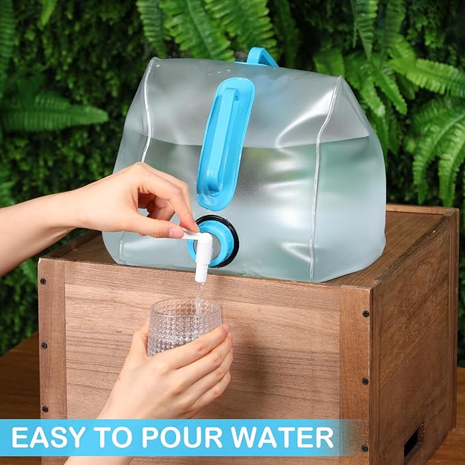 Reallnaive 3 Pack Collapsible Water Container with Spigot, Foldable Camping Water Container Portable Camping Storage Carrier Jug for Outdoors Hiking Emergency Kit Backpack(Blue,2.6 Gallon)