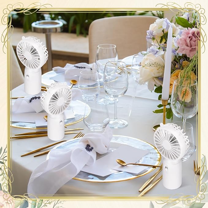 Glooglitter 10 Pcs Battery Portable Handheld Fan Bulk Wedding Fan Personal Hand Held Fan Small Hand Fan Mini Portable Fan for Wedding Bachelorette Party Favor (Cute)