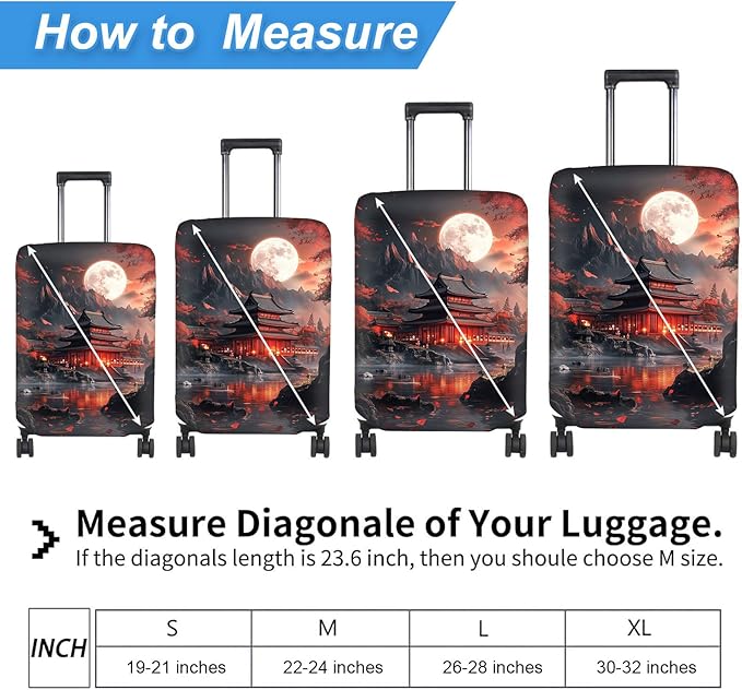 Luggage Cover Protector for 22-24 Inch Suitcases, TSA Approved Elastic Travel Suitcase Covers, Anti-Scratch Washable Luggage Sleeve for Carry On & Checked Bags, Ancient Buildings