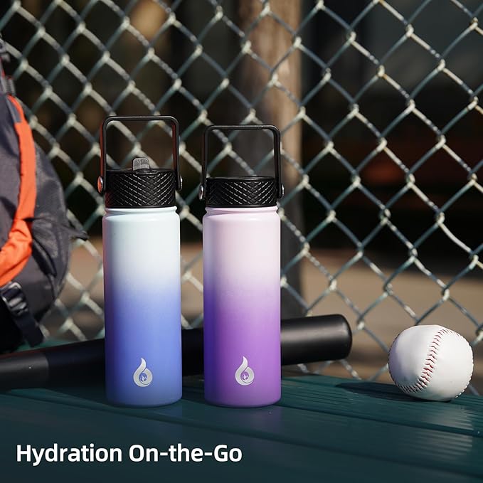 BJPKPK 40oz Stainless Steel Insulated Water Bottle with 3 Lids, Sakura - BPA Free Leakproof Thermos Bottle for Sports & Gym