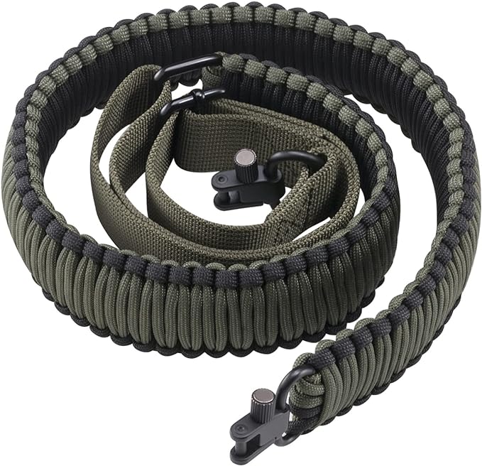 VVAAGG Two-Point Paracord Rifle Sling with Swivels, Non-Slip Gun Sling with Adjustable Length Strap