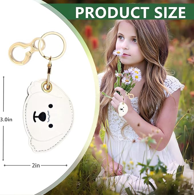 Leather Keychain Holder Case Compatible with AirTag,Cute air tag Cover with Keychain Ring,GPS Tracker Case for Keys