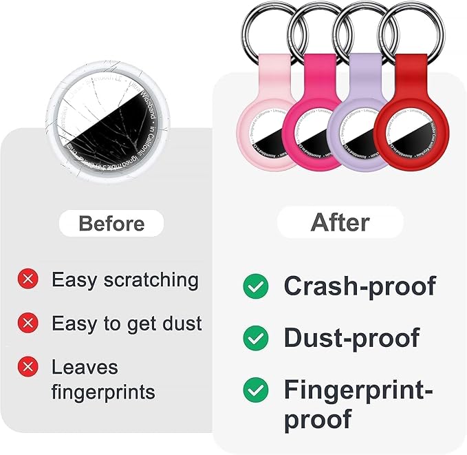 Linsaner Case for AirTag 2nd Gen (2026) & 1st Gen, Silicone Holder Keychain Key Ring, Protective Cover for Air Tags, GPS Finder Accessories for Bags, Pets, Kids, Luggage,Pink/Hot Pink/Light Purple/Red