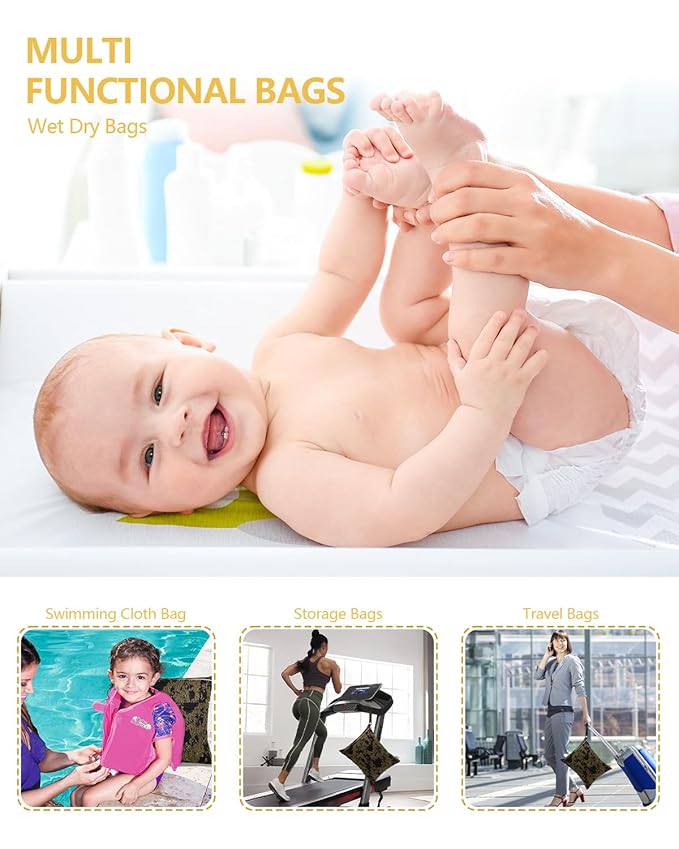 ALVABABY 2pcs Superior Waterproof Wet Dry Bags,ReusableTwo Zippered Pockets, baby cloth diaper wet bags,Travel,Beach,Pool,Daycare,Soiled Baby Items,Yoga Gym Bag,wet bag for swimsuit LW3940A