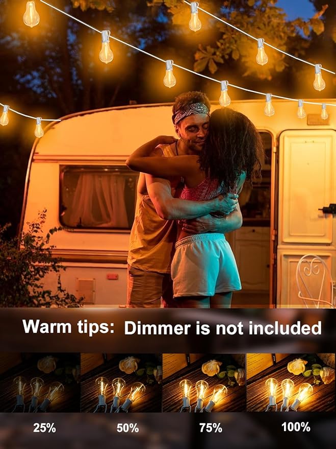 DAMAING Outdoor String Lights 300FT(3x100FT) Waterproof Patio Lights with 156 Shatterproof Dimmable LED Edison Bulbs,Connectable Outdoor Lights for Backyard Party Wedding Outside, 2200K White Cord