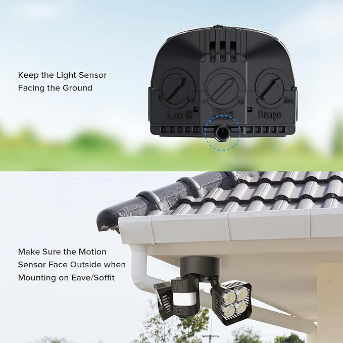 SANSI 7000LM Motion Sensor Outdoor Lights,Brightness LED Flood Lights Outdoor 54W 5000K 700W Equiv IP65 Dusk to Dawn Security Lights with 2 Adjustable Heads 8 Lights for Garage, Yard, Patio, Black