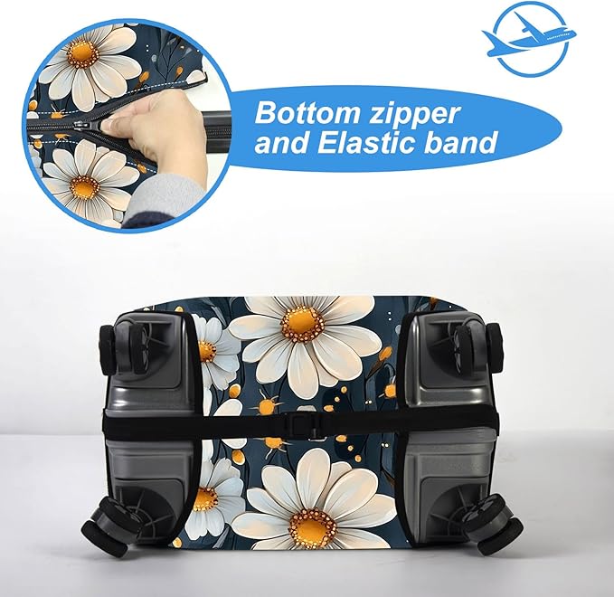 Luggage Cover Protector for 30-32 Inch Suitcases, TSA Approved Elastic Travel Suitcase Covers, Anti-Scratch Washable Luggage Sleeve for Carry On & Checked Bags, Little Flower