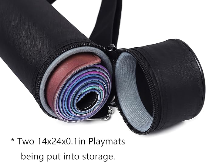 MTG Playmat Tube Storiage Bag Poster Map Storage Tube Hard Inner Heavy Protection Anti-wear Waterproof Oxford Cloth Adjustable Shoulder Strap Fits 14in 15in TCG Playmats