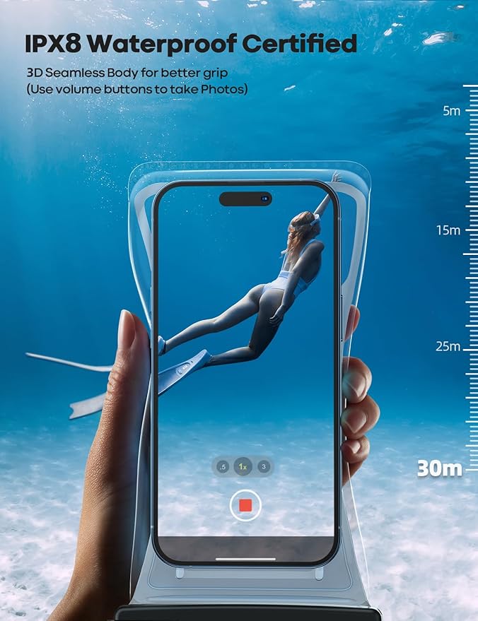 Lamicall 2PCS Waterproof Phone Pouch Floating - [Soft 3D Seamless Design] IPX8 Water Proof Cell Phone Case Gift for Beach, Protector for iPhone, 4-7" Devices, Dry Bag Beach Essentials for Cruise