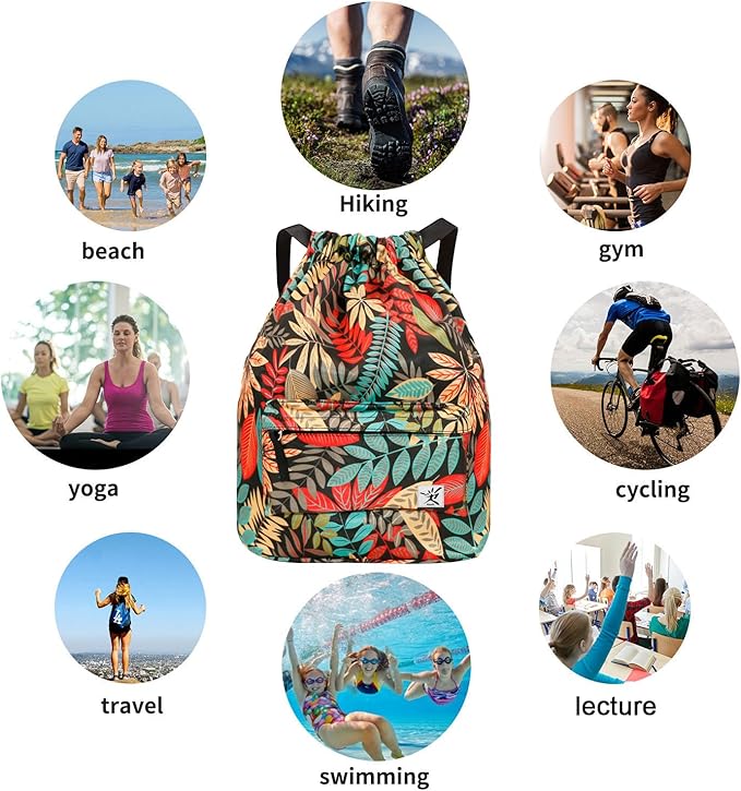 Waterproof Drawstring Bag, Gym Bag Sackpack Sports Beach Backpack for Men Women