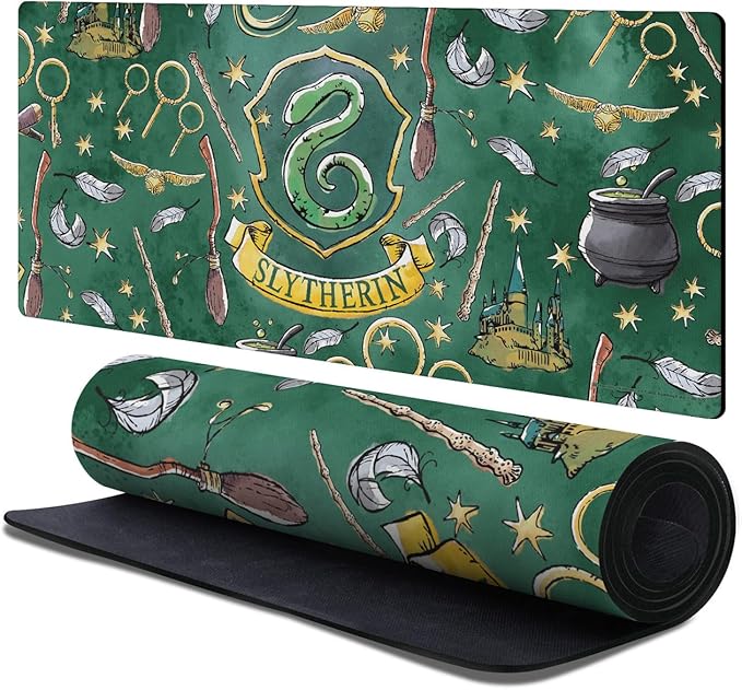 Head Case Designs Officially Licensed Harry Potter Slytherin Graphics 37.4 x 15.75 x 0.16 inches (900 x 400 mm) - XL Gaming Office Desk PC Keyboard Mouse Mat Pad
