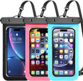 Famoby Up to 8.3" 3 Pack Multicolor Universal Waterproof Phone Pouch, Large Phone Waterproof Case Dry Bag,Protection Level: IP68,Outdoor Sports for Apple iPhone,Samsung,and More,Black,Blue,Pink