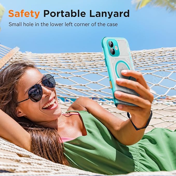 WIFORT for iPhone 16 Plus Waterproof Case, [IP68 Underwater] [Blue Light Filter Lens] [15FT Military Shockproof], Fit for Magsafe Full Body Magnetic Frosted Phone Case with Lanyard, 6.7" Teal