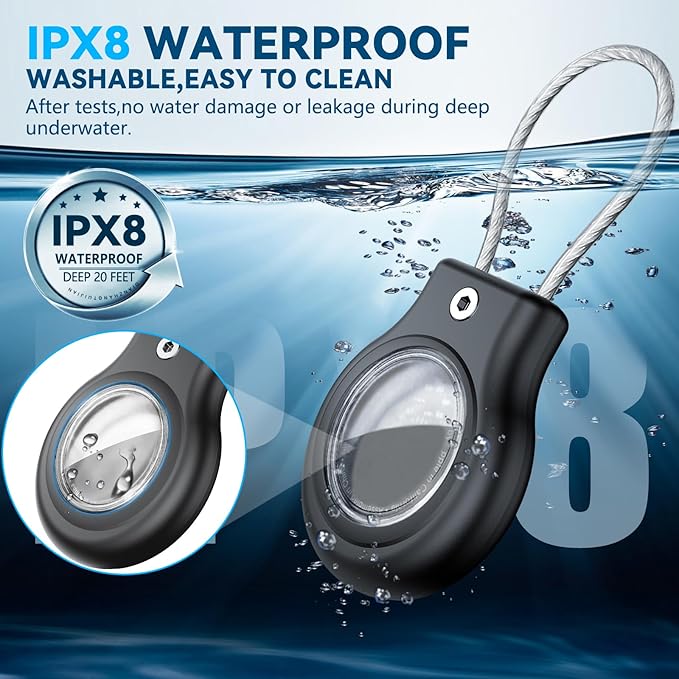 4 Pack Waterproof AirTag Holder for AirTag 1st & 2nd Generation,AirTag Keychain with Secure Lock,AirTags Case Cover for Apple AirTag Accessories for GPS Item Finder Tracker Luggage, Bag,Key,Pet,Black