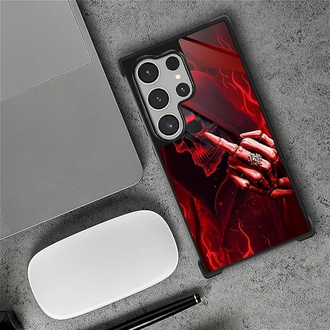 for Samsung Galaxy S26 Ultra Case,Graphic Design for Girl Boy Soft Silicone Hard Acrylic Shock Protection Designed for Samsung Galaxy S26 Ultra Gestures Funny Skull Pattern