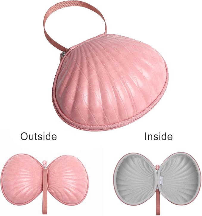 Hard Travel Case for Silicone Bras [A-C Cup] Premium Nubra Organizer Portable Lingerie Underwear Storage Bag (Crocodile, Rose Gold)