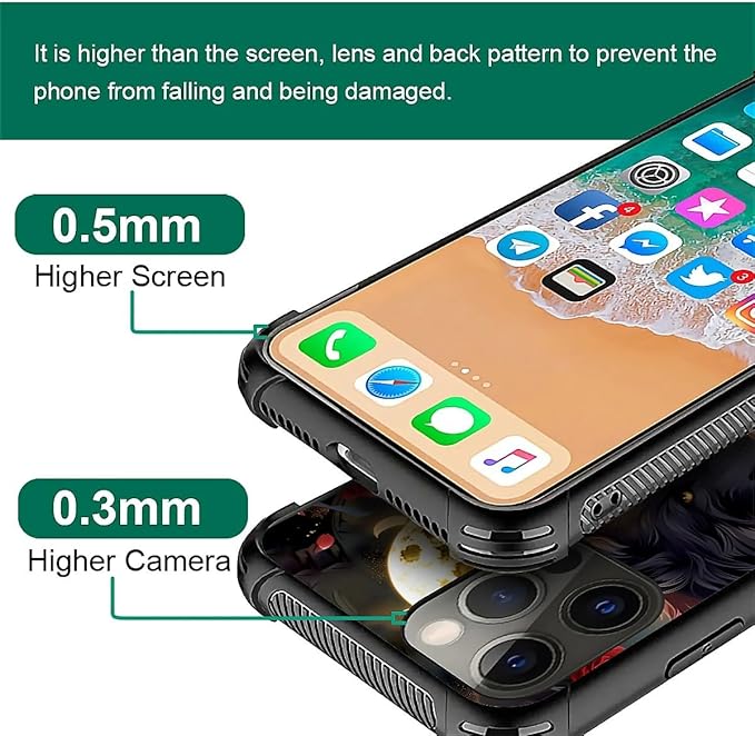 for iPhone 11 Pro Max Case, Black White Wolf Moon Flower Rose Pattern Graphic Design Girl Boy Soft Silicone Hard Acrylic Shock Protection for iPhone 11 Pro Max